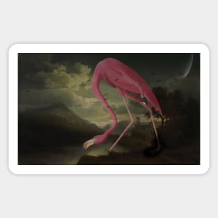 Majestic Flamingo Dreams - Surreal Oil Painting T-Shirt Sticker